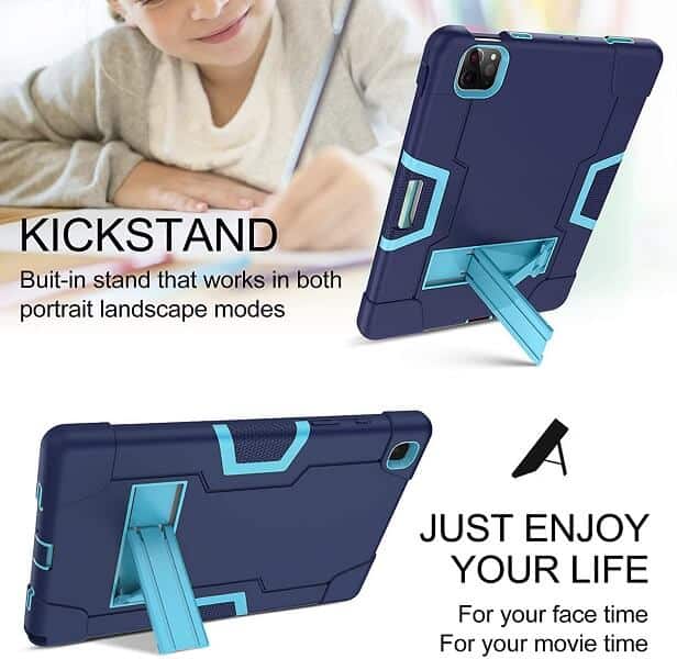 For Apple iPad Air 10.9 inch 4th /5th Generation/Pro 11 inch 2022/2021/2020/2018 Kids Hybrid Shockproof Heavy Duty Kickstand Case Cover (Black) For Apple iPad Air 10.9 inch 4th /5th Generation/Pro 11 inch 2022/2021/2020/2018 Kids Hybrid Shockproof Heavy Duty Kickstand Case Cover (Black)